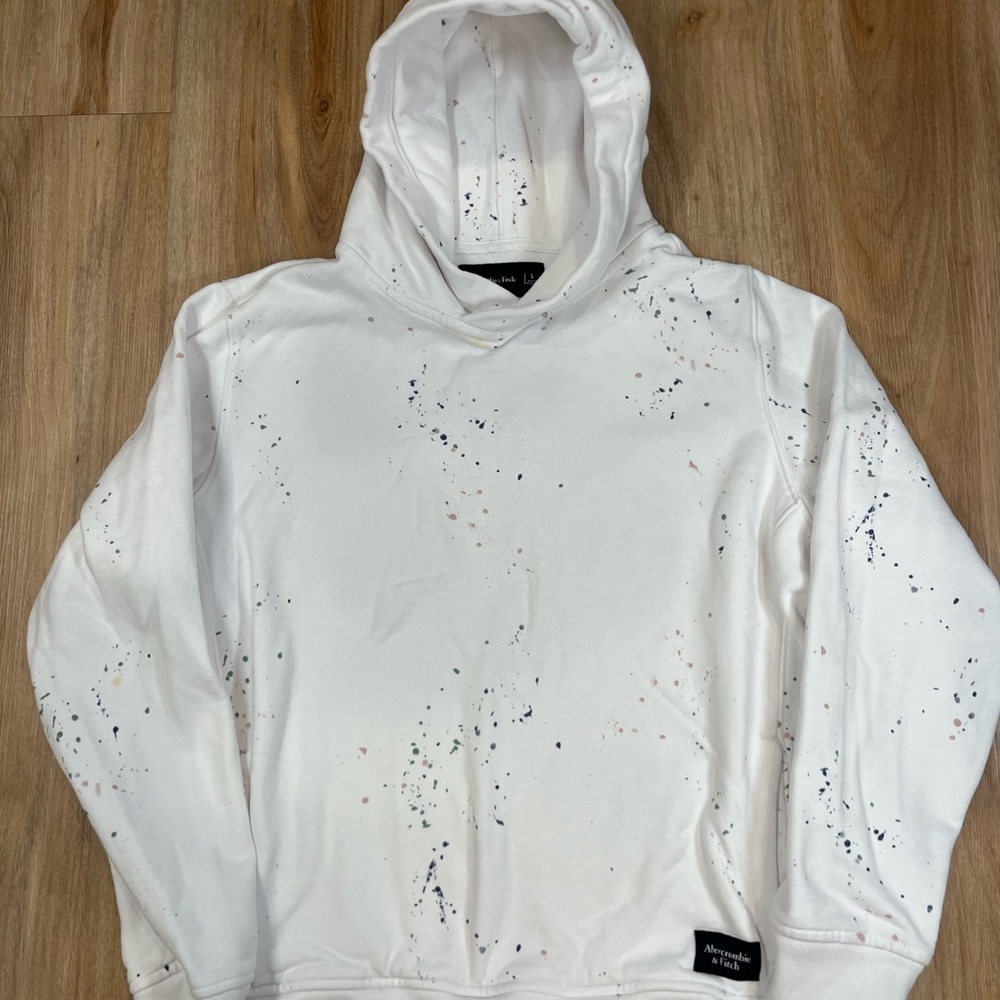 Abercrombie White Splatter Hoodie